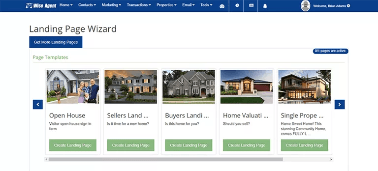Contactually real estate landing page