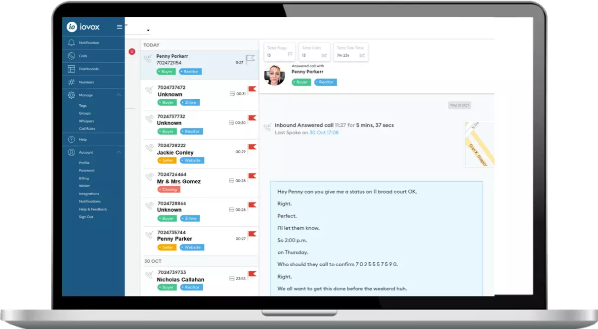 iovox virtual numbers and tags