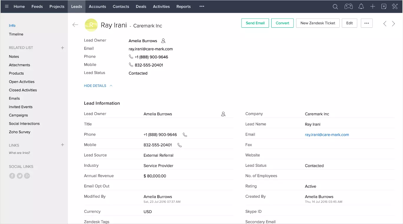 Zendesk Zoho CRM Integration