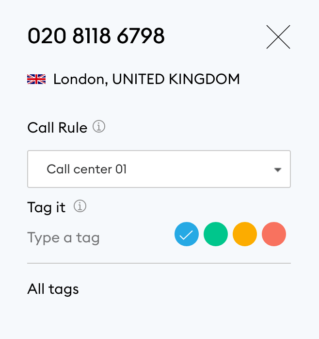 Numbers page call rule