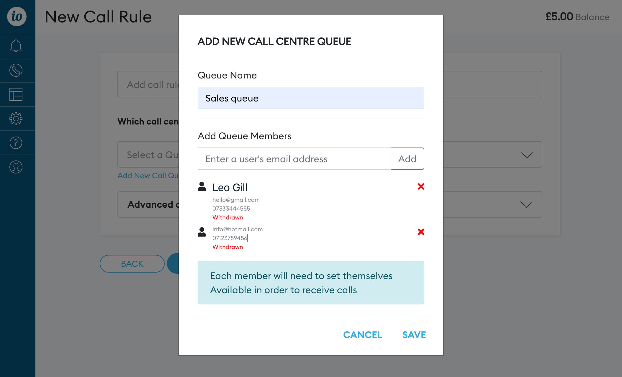 create new call queue
