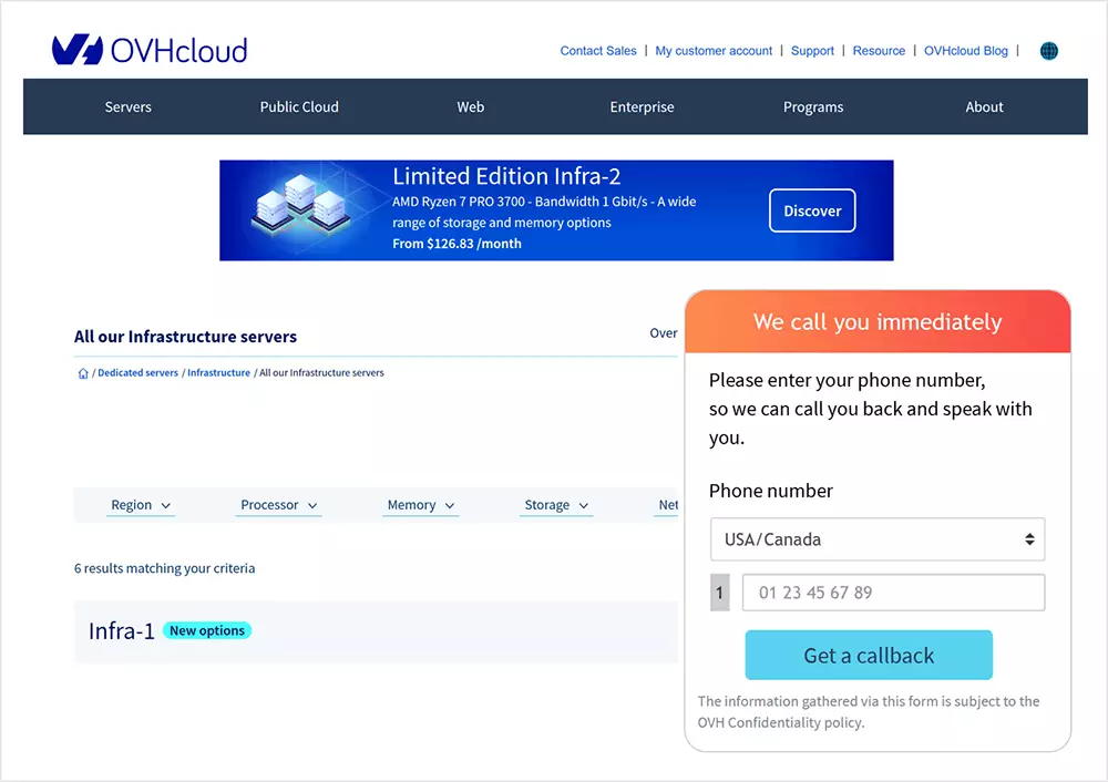 OVHcloud WebCallBack implementation