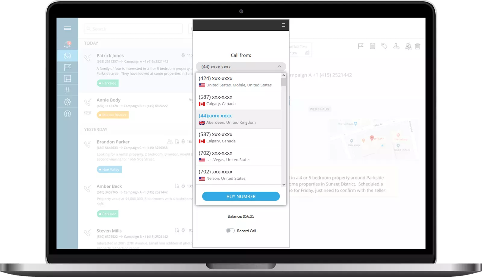 iovox dialer select caller id laptop